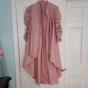 Pink High Low Dress Button Down